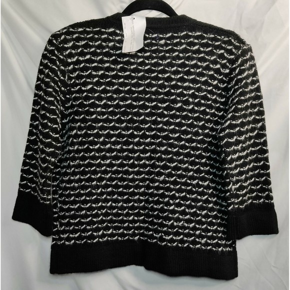 Nara Maglie Italy Alpaca Wool Blend Cardigan Black/White Womens Size M/L - Picture 3 of 11